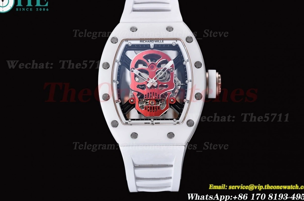 Strap Real YSF RM52-01 On Rubber White Cer RU Tourbillon 0217